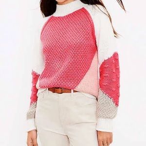 Loft Colorblock Stitchy Sweater